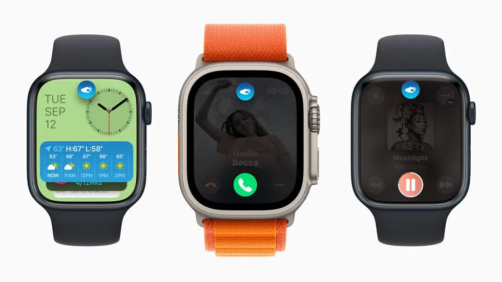 來(lái)自最新 Apple Watch 系列產(chǎn)品的三臺(tái)設(shè)備。